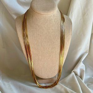 Long Multistrand Gold Tone Chain Estate Costume Drape Necklace